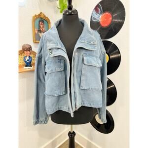 Wishlist Denim Utility Jacket – Zip & Button Front – Size Large – NWOT